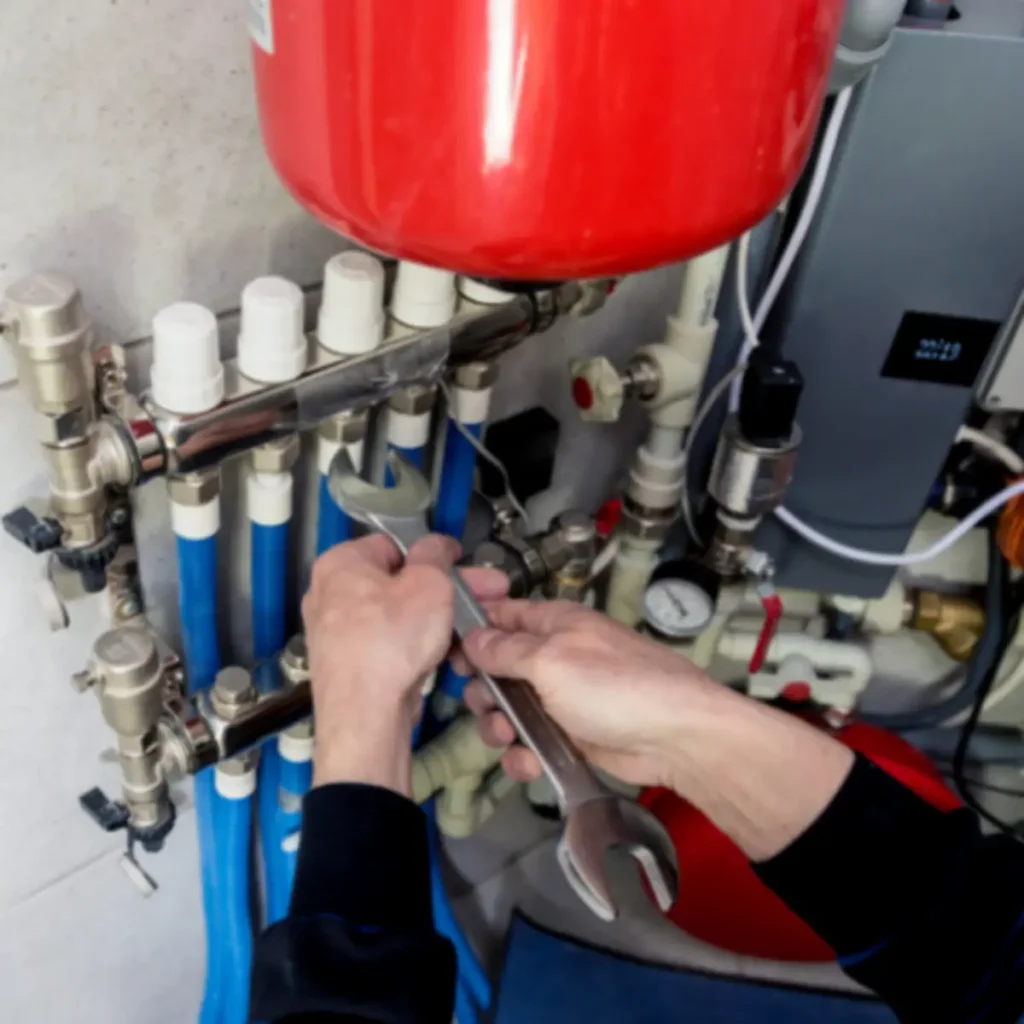 une photo qui montre un jeune élève - en formation chez CEFA de Bruxelles- en atelier montage chauffage et sanitaire